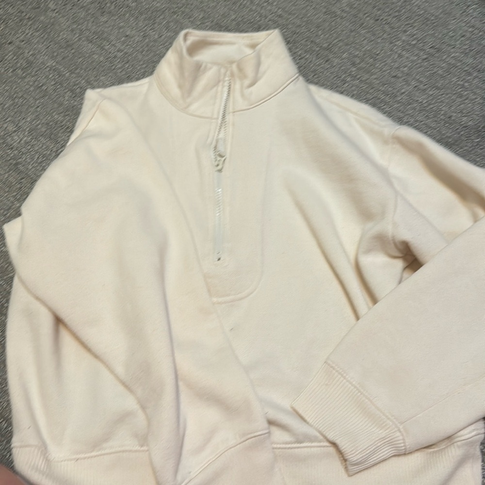 cream quarter zip slightly cropped jacket